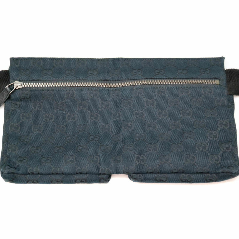 GUCCI Waist Clutch GG Canvas Leather Black Bag Body Bum Crossbody Belt - Picture 4 of 6